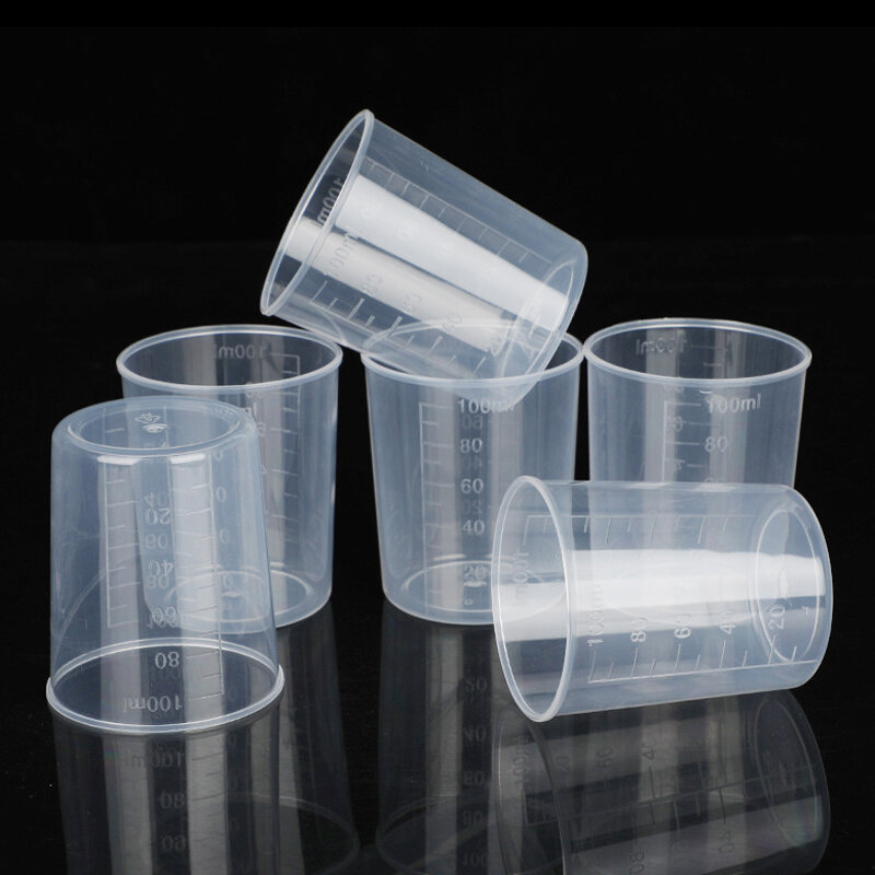 30/50/100Ml Maatbeker Met Schalen Vloeibare Container Epoxyhars Siliconen Maken Tool Verdikte Plastic Doseren cup
