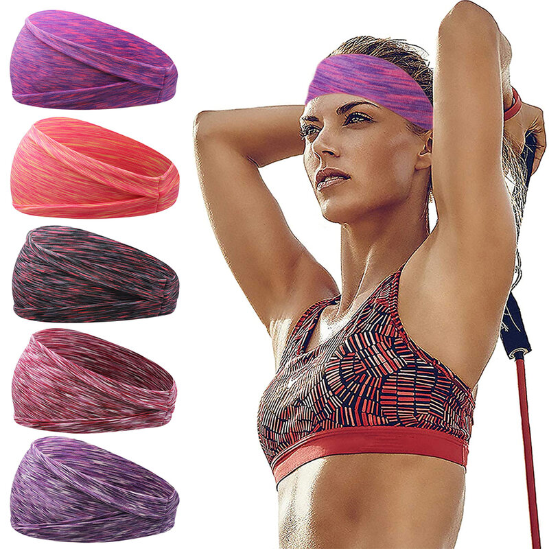 Diadema elástica para Yoga, cinta para la cabeza para Fitness, absorbente de sudor, deportiva