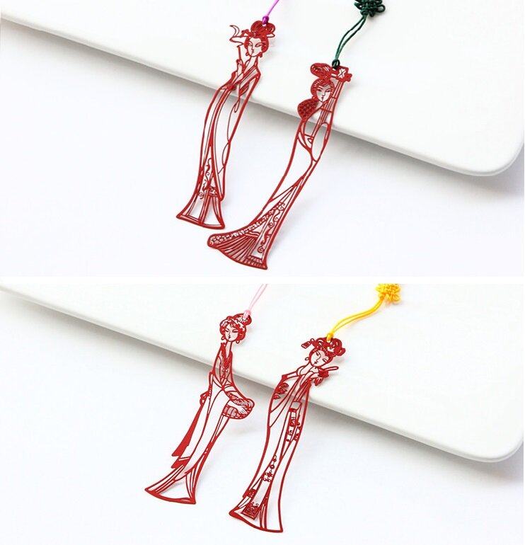Kawaii Metal Chinese Classical Style Paper Clips Funny Kawaii Bookmark Stationery Marking Clips Children's gift free shipping