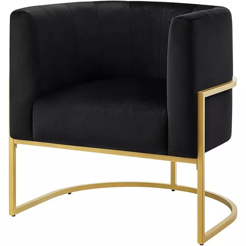 Upholstered Living Room Chairs Modern Textured Velvet Accent Chair with Golden Metal Stand, Sofa chair, Suitable for Living Room