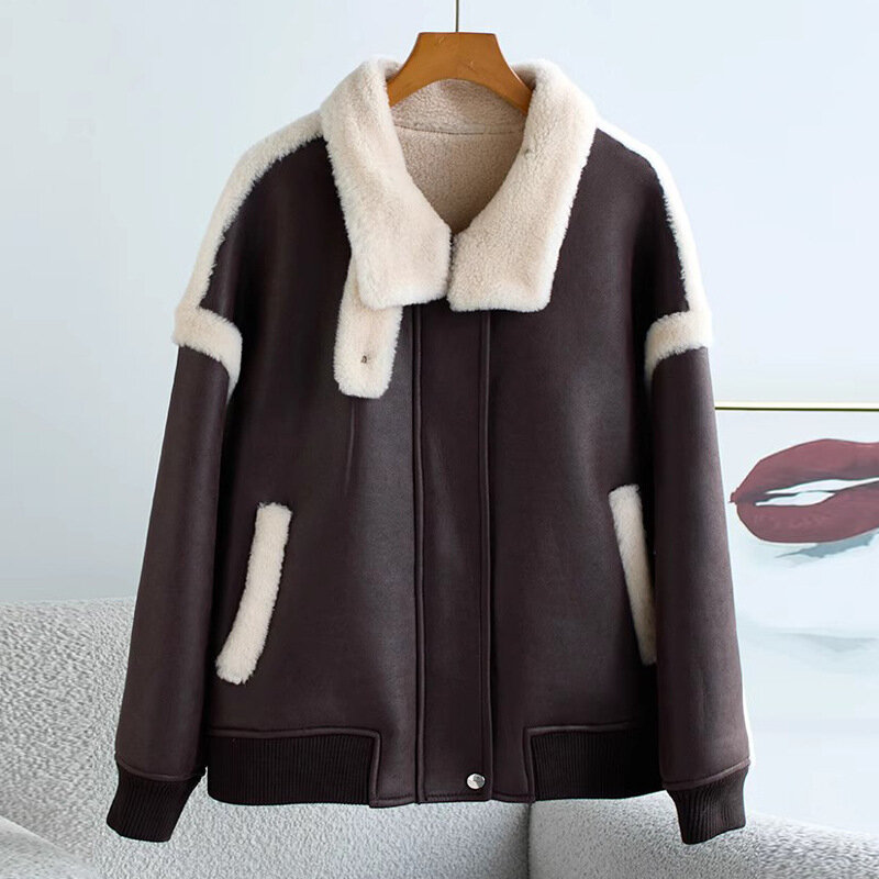 Giacca di lana donna inverno nuova tasca con cerniera a maniche lunghe addensata Warm Overwear capispalla Streetwear moda Casual