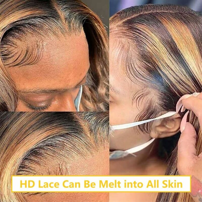 32 Cal podkreśla falę ludzkiego włosa peruka 13x4 HD koronkowa peruka na przód 4/27 Ombre peruka Body Wave z gęstością 180% włosów dla niemowląt