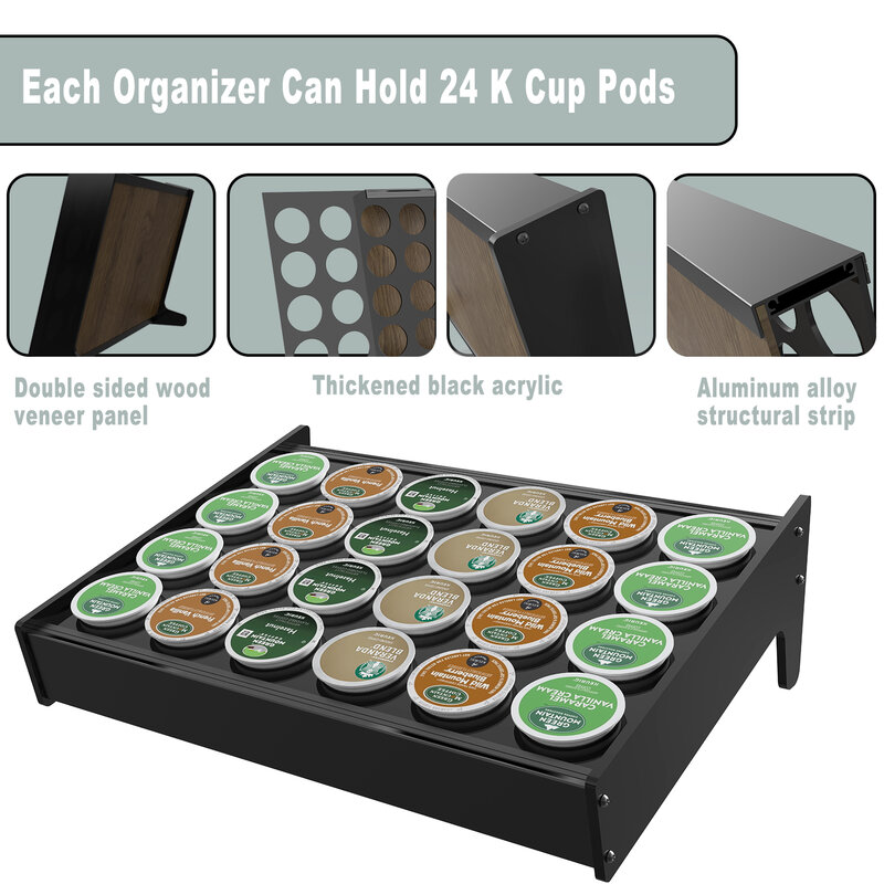 Evemodel-estante de almacenamiento para cápsulas de café, soporte organizador para k-cup, 24 Pod de capacidad, SN05