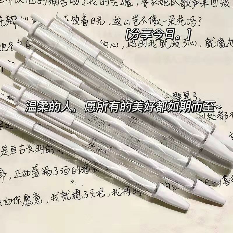 3 pçs retrátil imprensa escrita caneta kawaii transparente cor cristal tinta caneta escritório escola papelaria 0.5mm canetas de teste presente