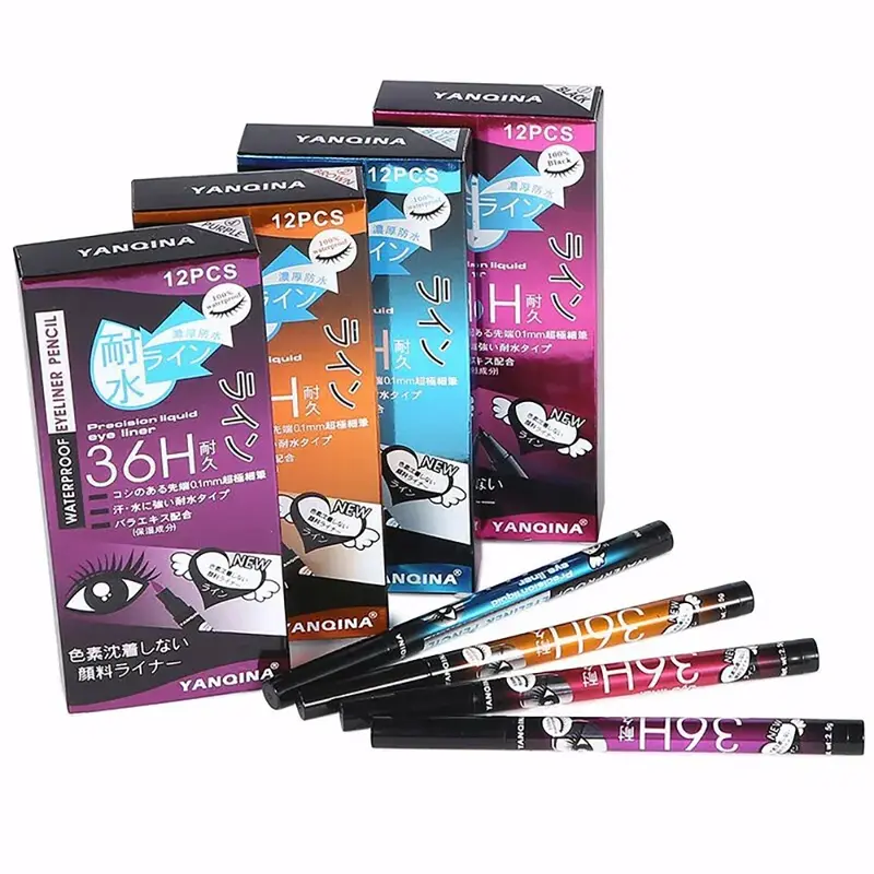 Lápis de delineador líquido preto impermeável, 36H Long-Lasting Eye Liner Pen, secagem rápida, sem florescimento, cosméticos ferramenta