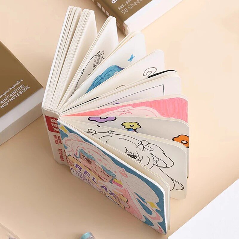 58sheets Drawing Notebook Sketchbook Handbook 200gsm Paper for Watercolor Acrylic Marker Pen Oil Paint Gouache Diary Notebook
