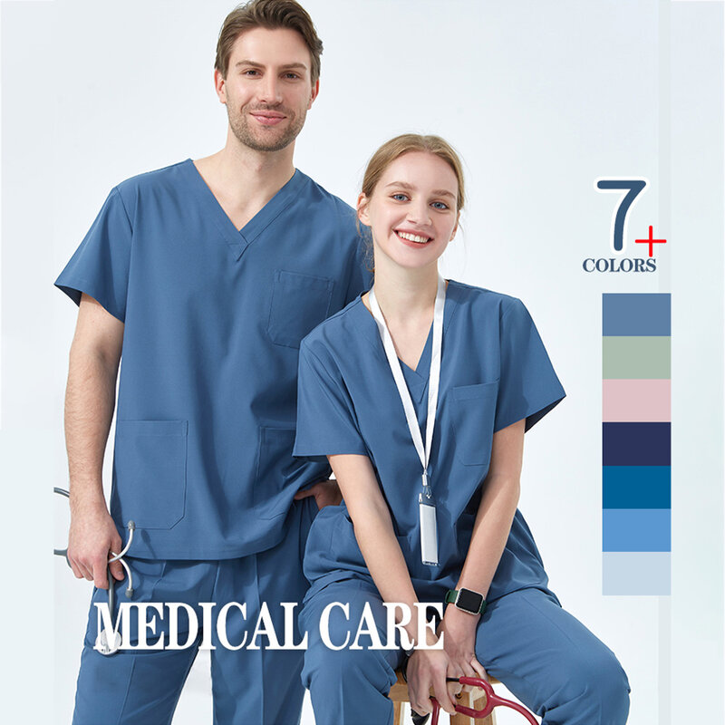 Conjunto de ropa médica deportiva de secado rápido, ropa elástica y cómoda, Top y pantalón, uniforme de médico y enfermera, S01-01