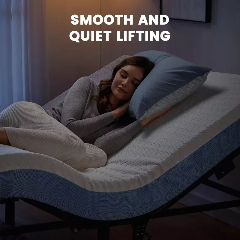 Marsail Queen bingkai dasar tempat tidur dapat disesuaikan, 3 pilihan ketinggian 8 "10" 13 "kepala dan kaki miring, 4 port USB dan 5 menit perakitan untuk