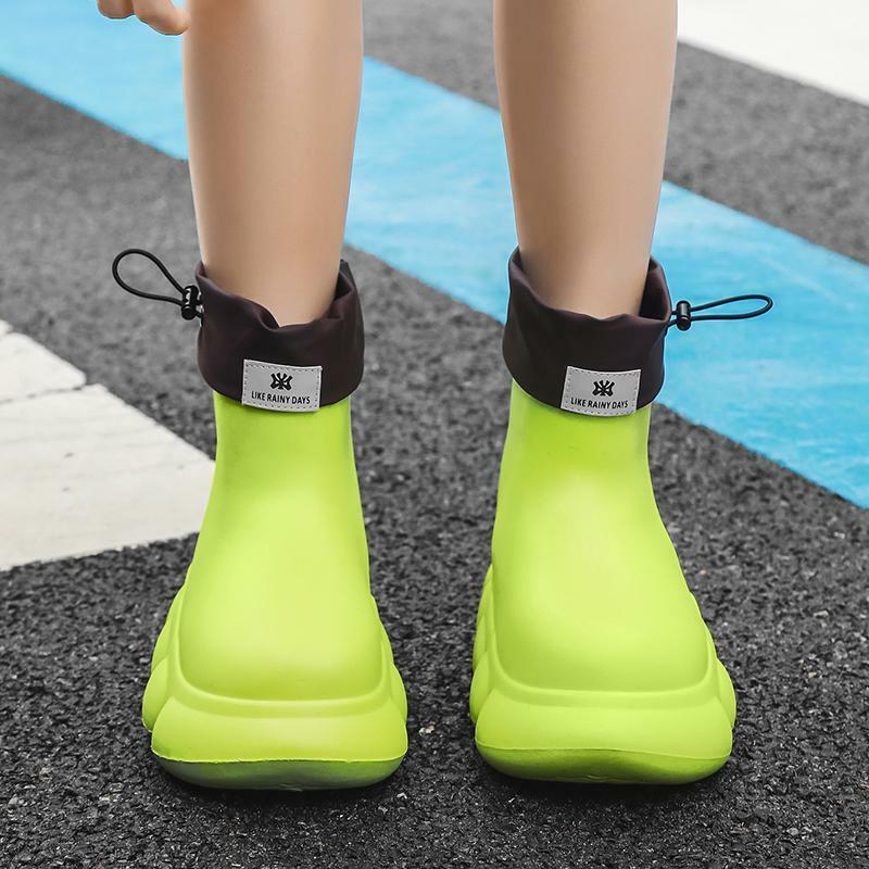 Rain Boots Women's Low-Cut Non-Slip Fashion Kitchen Women's Rain Boots Short Tube Stylish Water Shoes Tendon Bottom Grinding