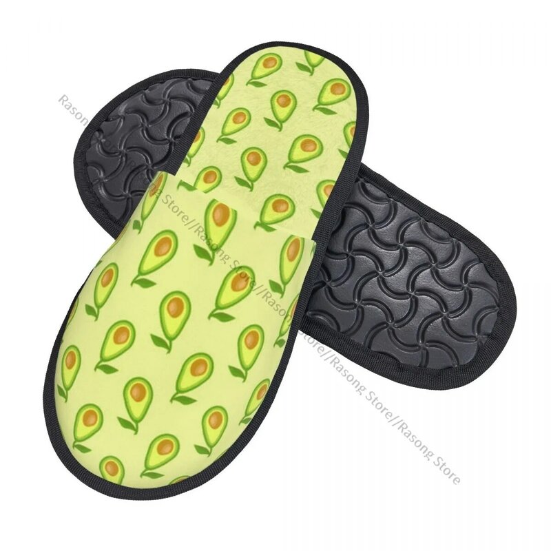 Zapatillas de interior de felpa para el hogar, zapatos suaves y cálidos con fruta de aguacate, calzado de otoño e invierno