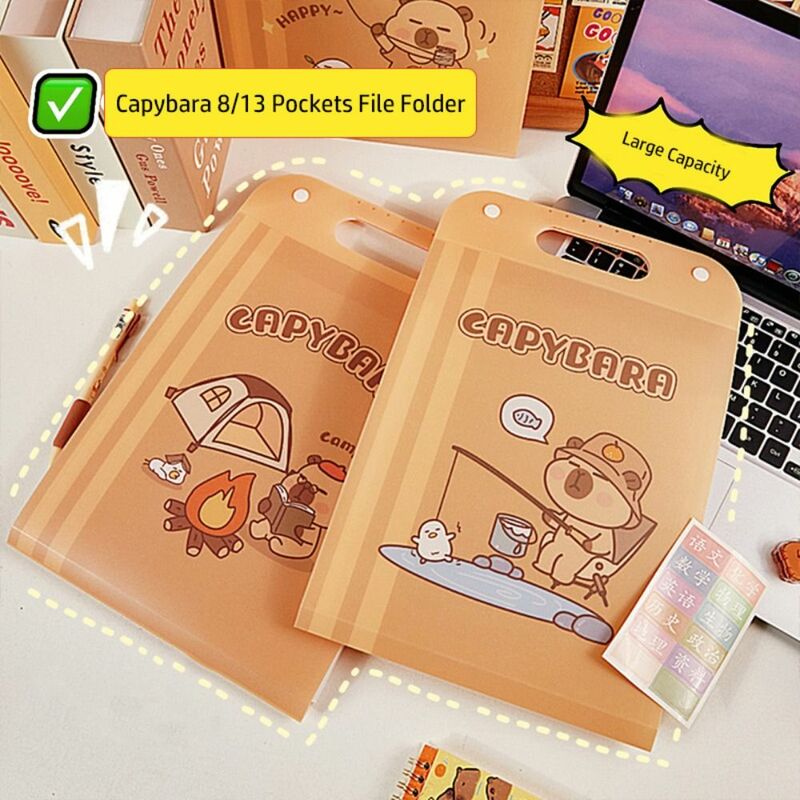8/13 kantong berkas portabel Capybara tahan air File Organizer kapasitas besar PP portofolio hadiah