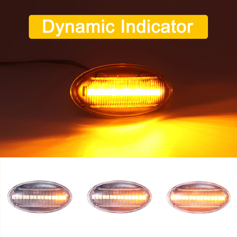 Conjunto de lámpara de marcador lateral LED, luz intermitente secuencial, lente transparente, 12V, para Citroën C1, C2, C3, C4, C5, C6, Xsara