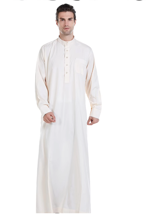 Arab Timur Tengah Pria, jubah warna Solid kasual musim gugur