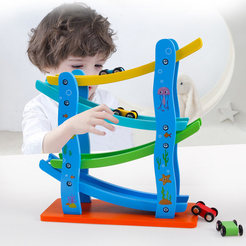 Legno Slipway Car giocattoli educativi per bambini Glide auto in legno regalo per bambini concentrazione osservazione abilità pratica giocattolo per neonato