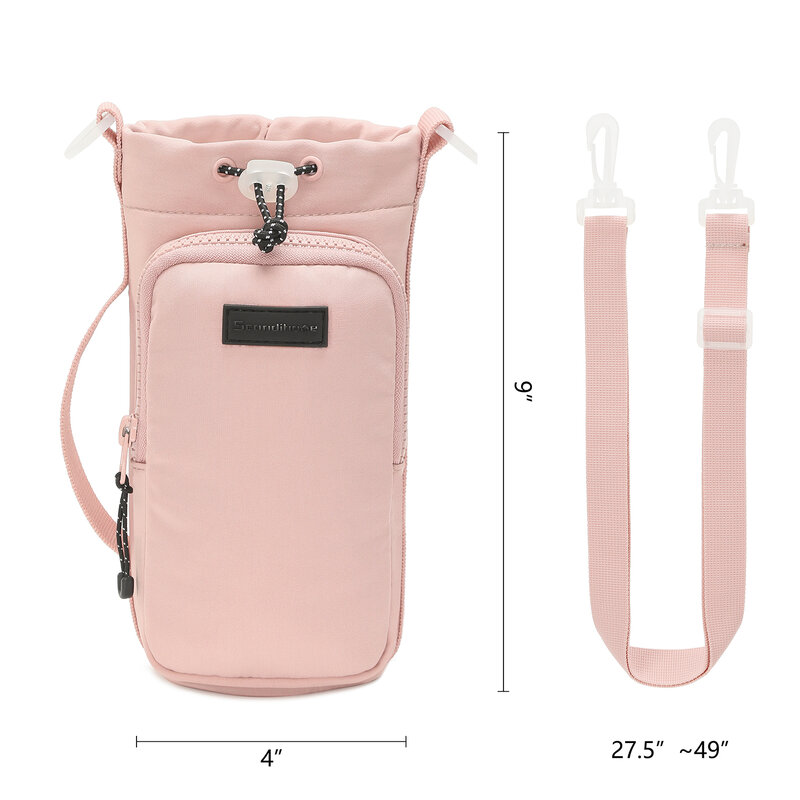 Tas pembawa botol air portabel, tas saku ponsel bahu selempang kecil perjalanan dengan tempat botol air/cangkir