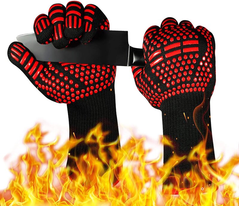 1pcBBQ Gloves High Temperature Resistance Oven Mitts Fireproof Barbecue Heat Insulation Microwave Gloves Anti-scalding Anti-slip