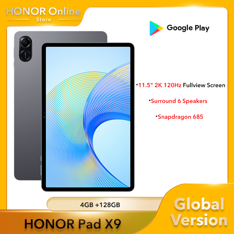 النسخة العالمية HONOR Pad X9 11.5 بوصة 2K 120Hz عرض 128GB تخزين كبير ثماني النواة Snapdragon 685 رقيقة جدا اللوحي