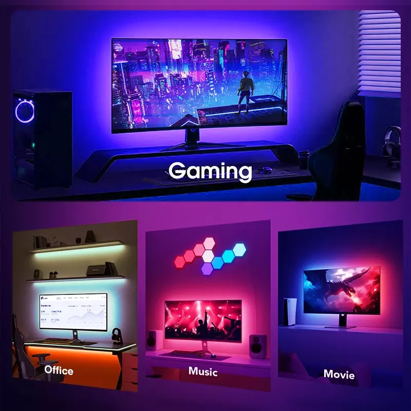 Computer Monitor Screen Ambient Backlight For 24-34 Inch Color Real-Time Sync LED Strip Light Game Atmosphere Decorative Lamp