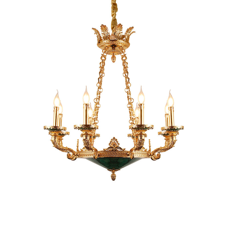 Французская ретро-люстра в виде свечи, латунный роскошный светильник в Европейском пасторальном стиле из меди для коридора, банкета, виллы, гостиной