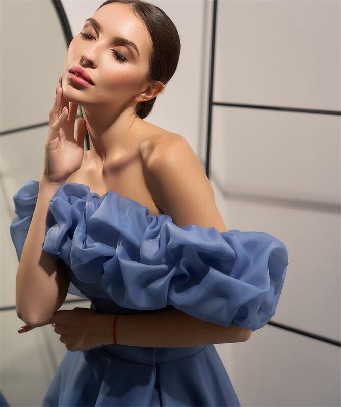 Oisslec suknie balowe wyśmienita szyfonowa szyfonowa suknia formalna okazja vestido azul royal robe de soirée chic et élégante