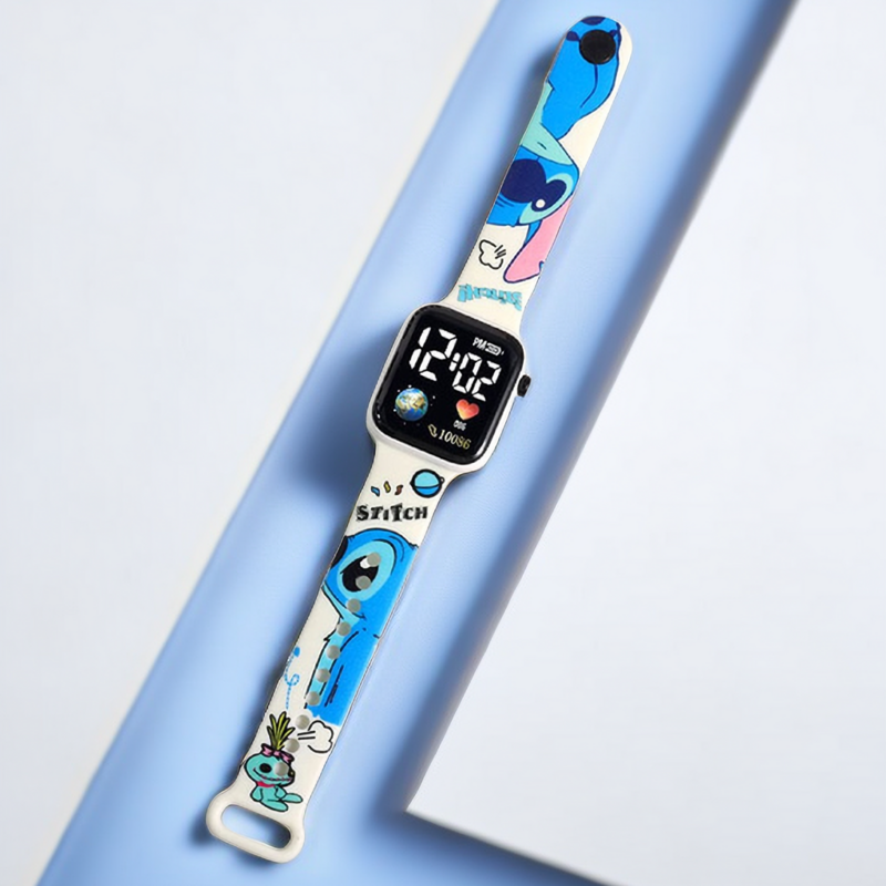 Montre numérique Stitch Disney pour enfants, montres pour filles, horloge intelligente pour enfants
