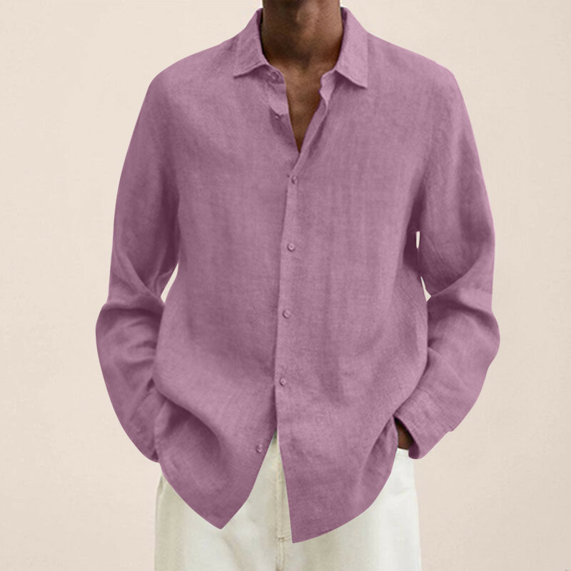 Cotton Linen Blouse Summer Men Turn Down Collar Short Sleeve Button Loose Blouse Tops Oversized S-5XL