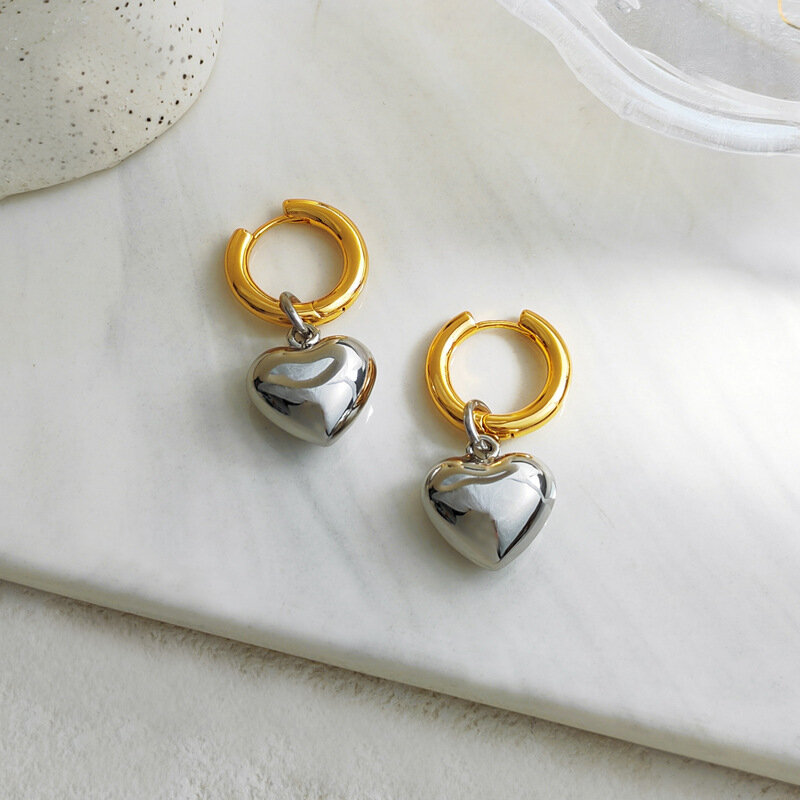 Украшения-кольца, однотонные, золотистые, серебристые, с подвеской в виде сердца, в Корейском стиле