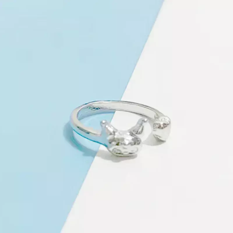 Cincin pasangan lucu Aksesori hati feminin cincin dapat disesuaikan Anime Sanrio Kuromi MyMelody Cinnamoroll perhiasan hadiah Hari Valentine Kawaii