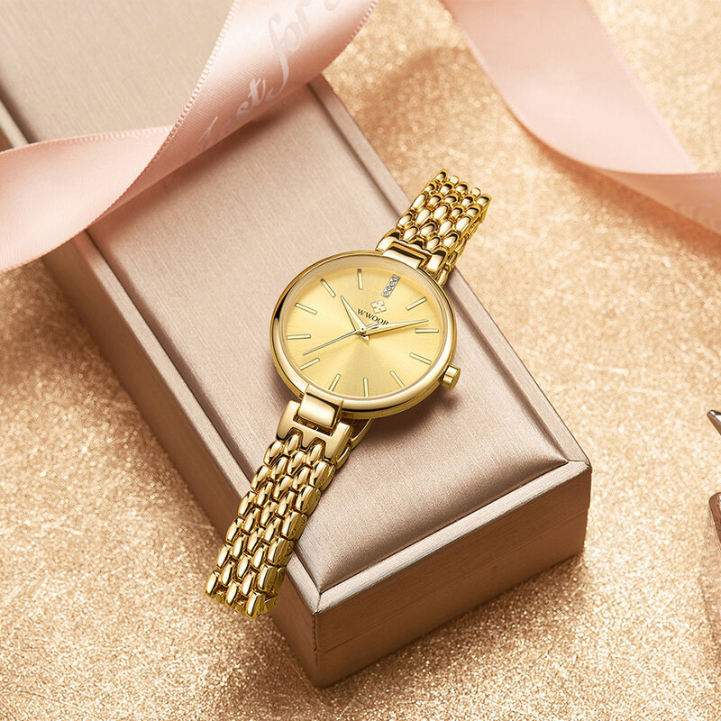 Top Marke WWOOR Mode Uhr Für Frauen Beiläufige Elegante Kleid Diamant Armband Handgelenk Uhren Weibliche Quarzuhr Relogio Feminino