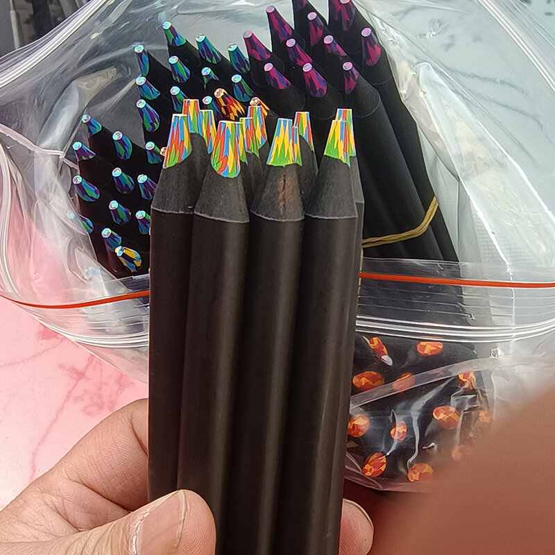 1 buah pensil warna gradien pelangi 4/7/8/12 warna, pensil warna Jumbo untuk menggambar seni mewarnai sketsa