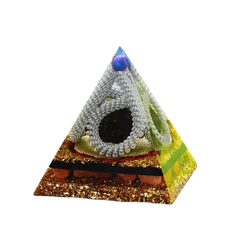 자연 석영 Orgonite 차크라 피라미드 크리스탈 보석 장식 요가 치유 명상 도구 에폭시 수지 공예 수제 보석