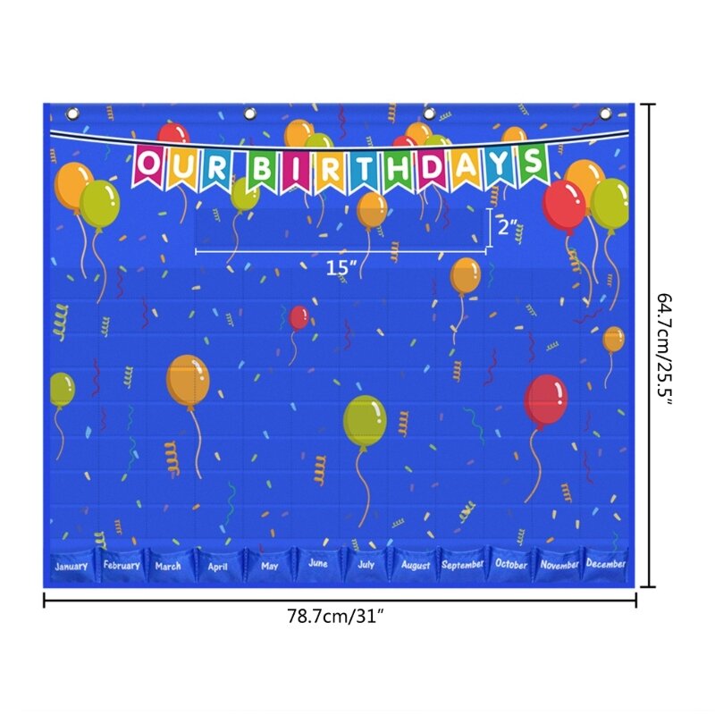 Карманная диаграмма с днем ​​рождения, классная карманная диаграмма с 90 карточками для дошкольников, детского сада, Прямая