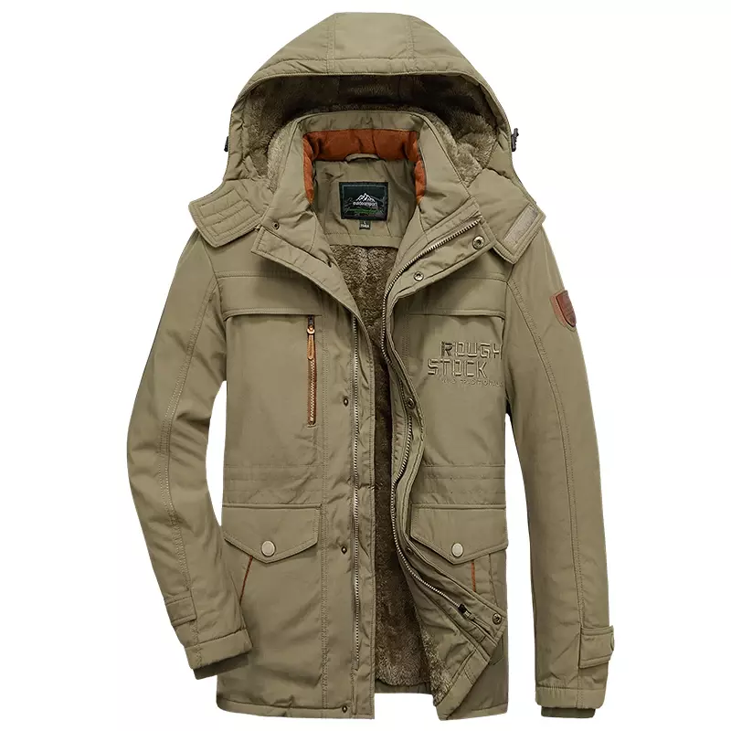 New 2024 Brand Men's Casual Jacket Winter Fashion Thick Parkas Male Coats Fur Overcoat Heated Warm Jackets Parka Men's Plus Size