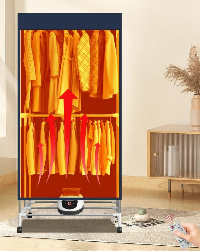 Secador de roupa elétrico portátil com madeira, Secador de roupa de aquecimento, Linge, 110V-1500W, apto para aquecimento, apto para inverno