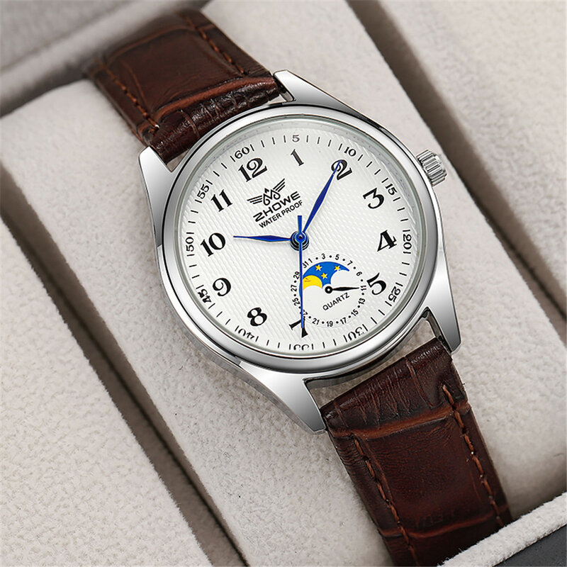 Mode 2023 Nieuwe Paar Horloge Eenvoudige Kalender Digitaal Quartz Horloge Casual Zwart Lederen Dames Klok Jurk Horloges