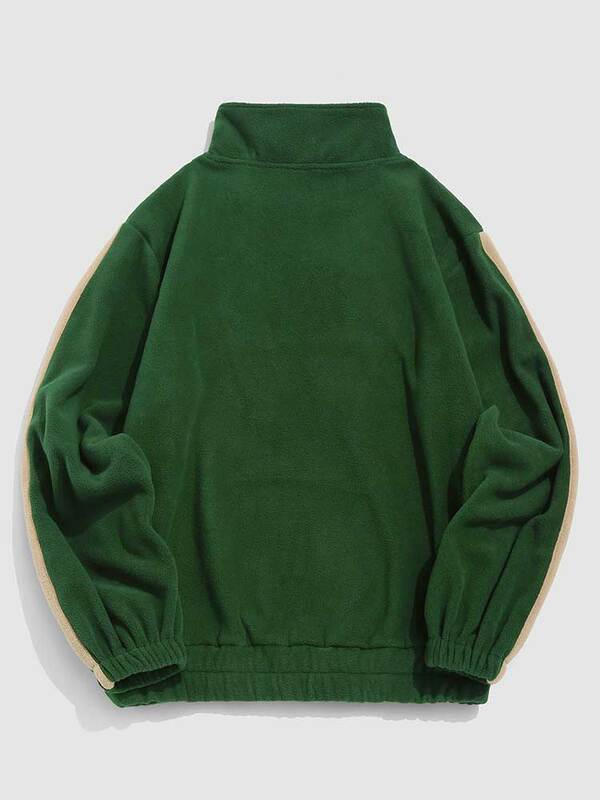 ZAFUL-Sudadera con capucha para hombre, suéter de lana con cuello alto bordado de letras, ropa de calle Vintage, cálido, Otoño e Invierno