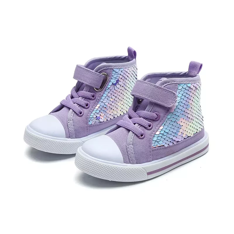 Children Shoes With Sequin Fashion Girsl Boots Spring Autumn Kids Sport Sneakers Comfortable Canvas Casual Shoes