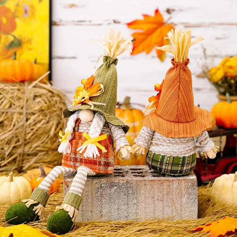 Muñeca de decoración de temporada de cosecha, muñeco de felpa de otoño, enanos elfo, Gnomo de Halloween, calabaza de Arce, Navidad para niños