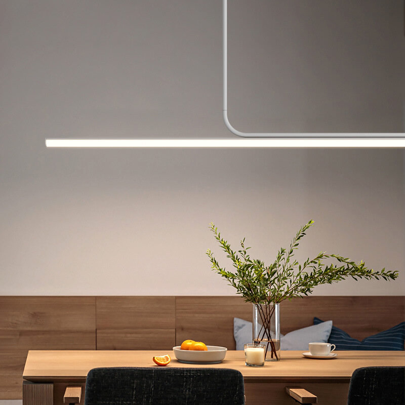 Lámparas colgantes largas blancas y negras para mesa de comedor, tira larga de 100cm y 120cm, luz colgante de techo para Barra de cocina, decoración minimalista moderna