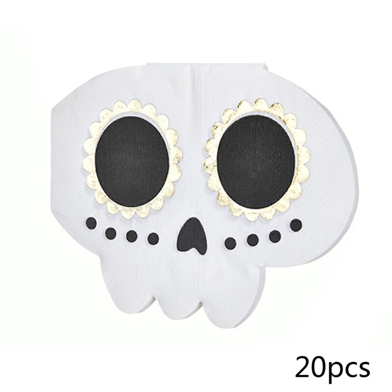 20Pcs Halloween Table Ghost Witch Skull Pumpkin Napkin Paper Tissue Decoupage Paper Napkins for Halloween Party Supplies