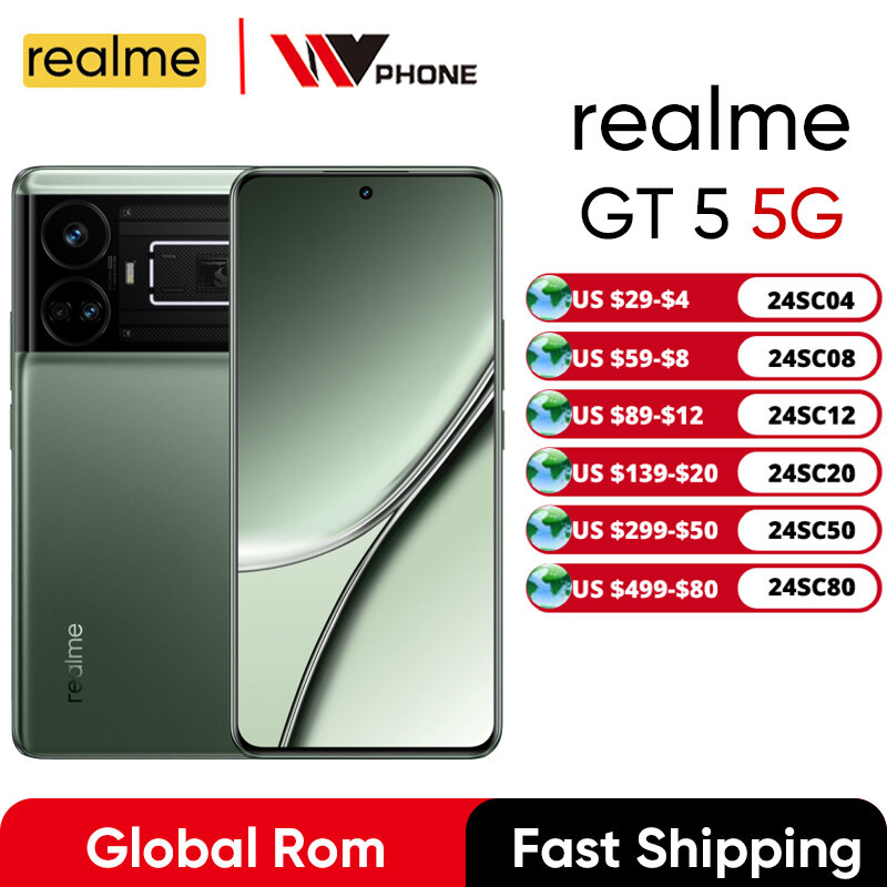 Realme-GT5 5 Smartphone Desbloqueado, Snapdragon 8, Gen 2, 50MP, 6,74 '', OLED 144Hz, GPS, NFC, ROM Global