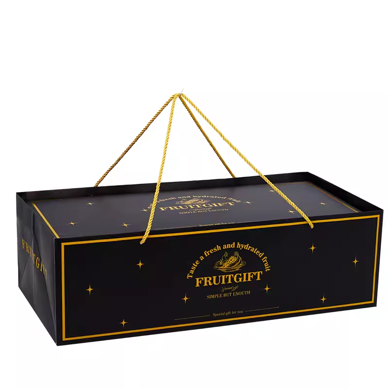 Black Hot Stamping Gift Box, Custom Fruit Flower High End Gift Box, Dia dos Namorados, Natal, Ação de Graças