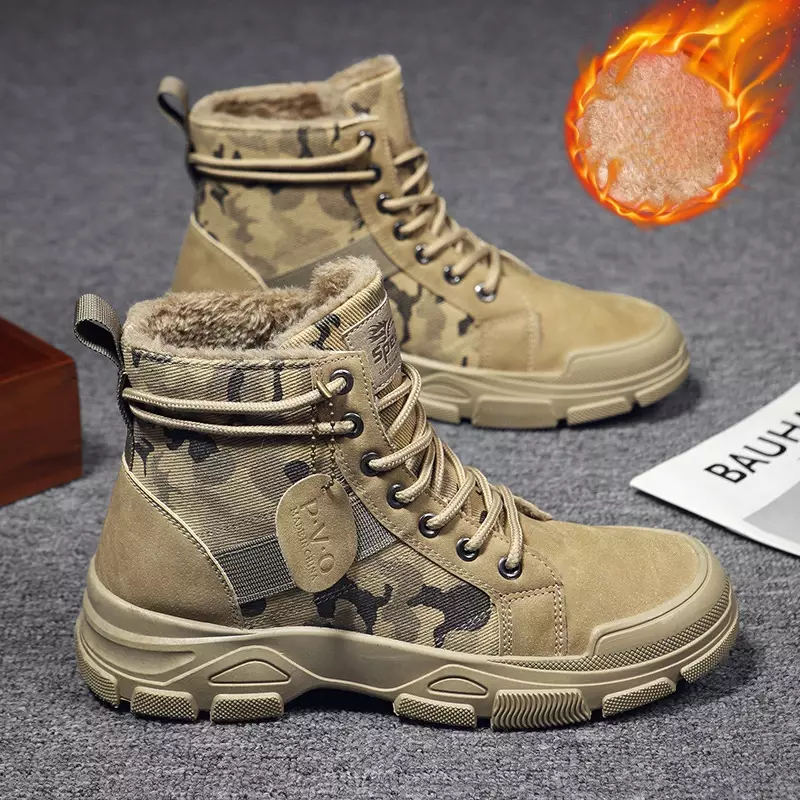 Sepatu Bot Kamuflase untuk Pria Sepatu Bot Militer Gurun Platform Musim Gugur Musim Dingin Sepatu High-Top Luar Ruangan Sepatu Bot Pria Sepatu Bot Bobocze Meskie