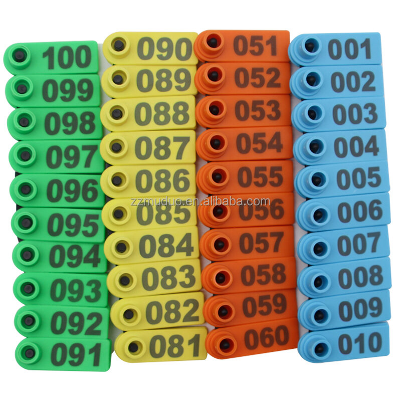 Etiquetas de oreja personalizadas para animales de granja, Color amarillo, verde, naranja, azul