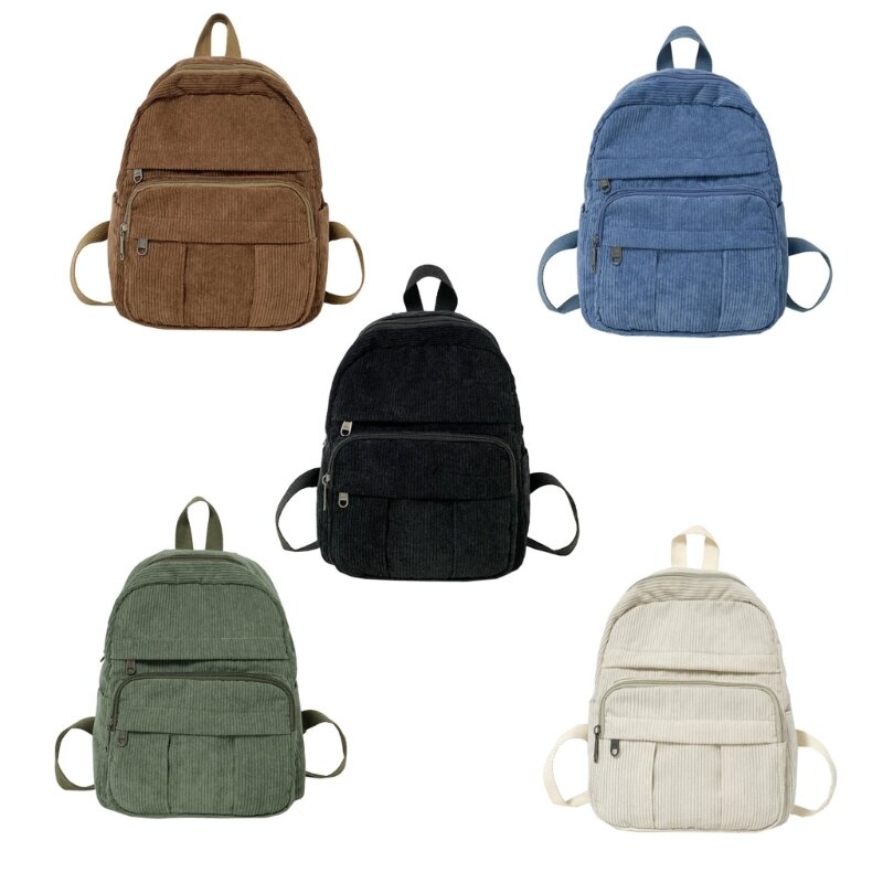 E74B Функциональный вельветовый рюкзак для путешествий, школьных покупок и повседневного использования