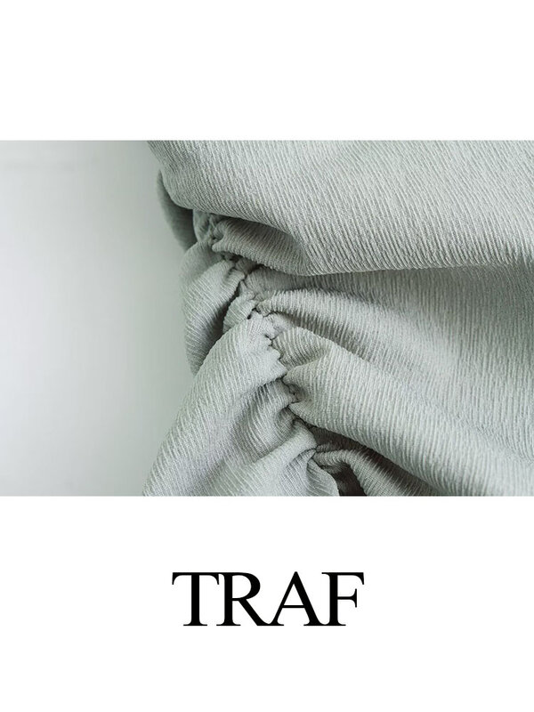 TRAF Fashion Women 2 pezzi Set gonna lunga con orlo a fessura + tinta unita Halter Neck senza maniche pieghe senza schienale bottoni decorare canottiere