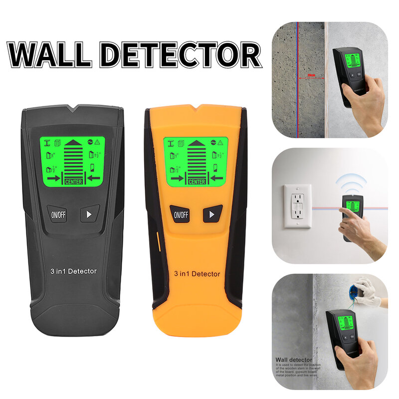 3 In 1 Detektor Logam Kedalaman Profesional Genggam Pinpointer Sensor Pemindai Dinding Pencari Kancing untuk Deteksi Kawat Pencari Logam