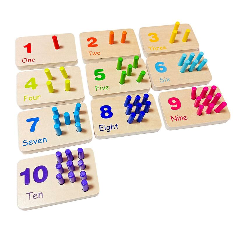 Wooden Peg Number Board Early Learning Preschool Montessori Toys Math Materials for Preschool Children Babies Toddler Kids