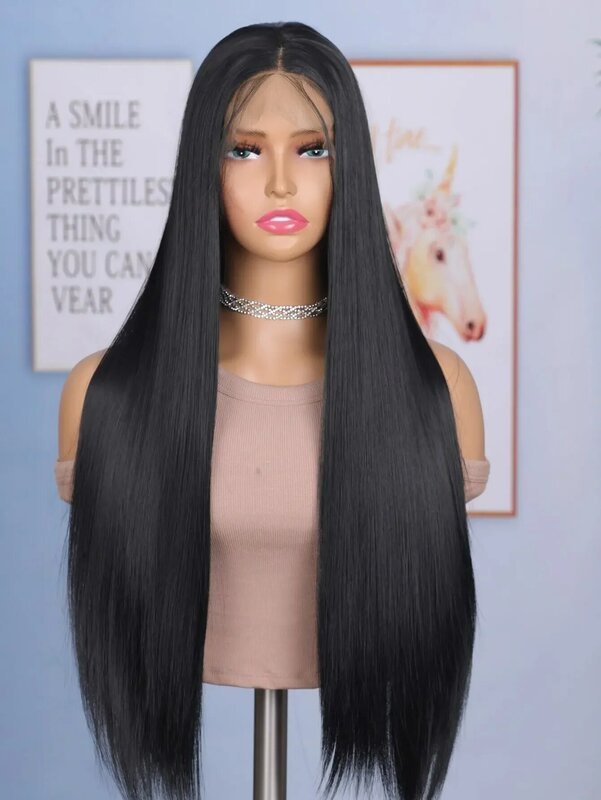 Синтетические Искусственные черные парики для косплея, 75 см, прямые для женщин, натуральные жаропрочные волосы, парики из химического волокна, прямые волосы, парики
