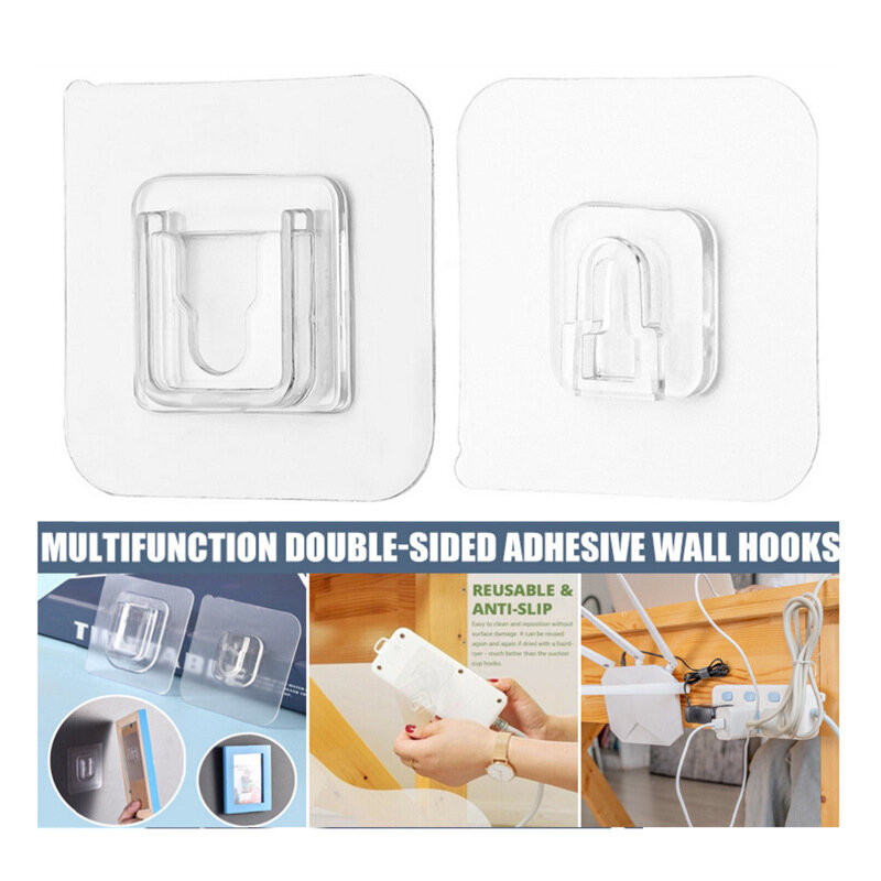 Multi-Purpose Hooks 5/10 Pairs Double-sided Adhesive Wall Hooks Waterproof Clothes Hats Towel Hooks Kitchen Bath Door Hooks